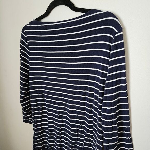 Dip Top Striped Navy White 3/4 Sleeves Crewneck Casual Neutral Comfy Staple - Picture 5 of 7